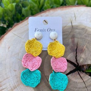 Pendientes rafia pétalos colores