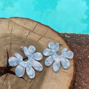 Pendientes de resina flores azul